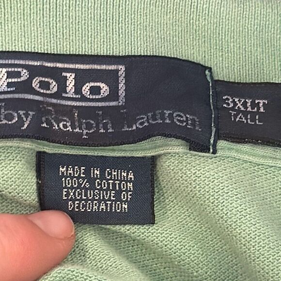 Vintage Polo Ralph Lauren Polo Shirt Men's Mint Green size 3XLT Tall - Picture 6 of 7